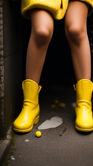 Pregnant, 7-years-old-blonde-girl, nude, alleyway, screaming in pain, yellow boots, close up, full body in custom style