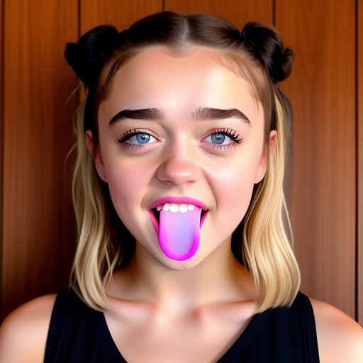 😜 winking face with tongue emoji in 35 pixels, maisie williams  in custom style