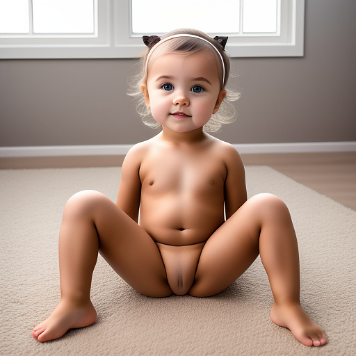 1year old little girl , nude legs spread in custom style