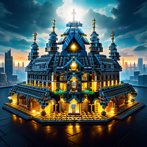 Building lego under the name of sobamir  in angelcore style