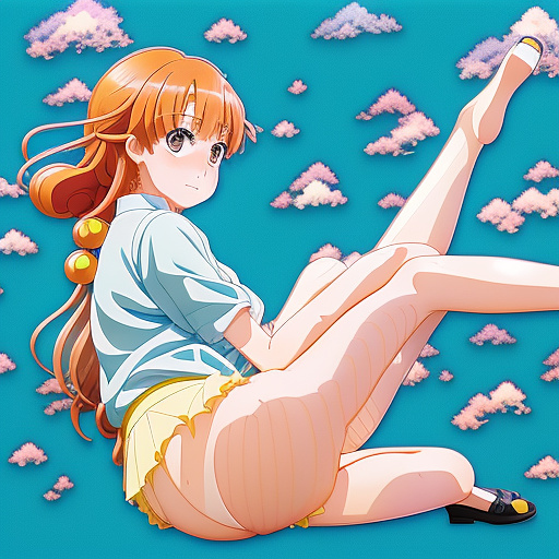 In between the legs of a girl in anime style