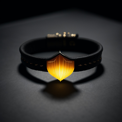 A leather bracelet with a single 
tooth. fantasy. dark lighting. high quality digital art  in sci-fi style