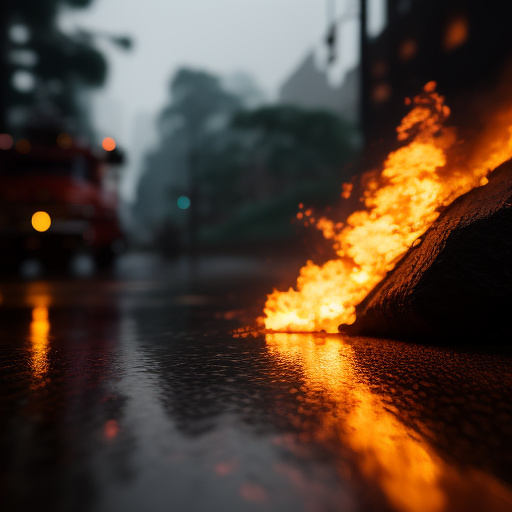 Fire in the rain in disney 3d style