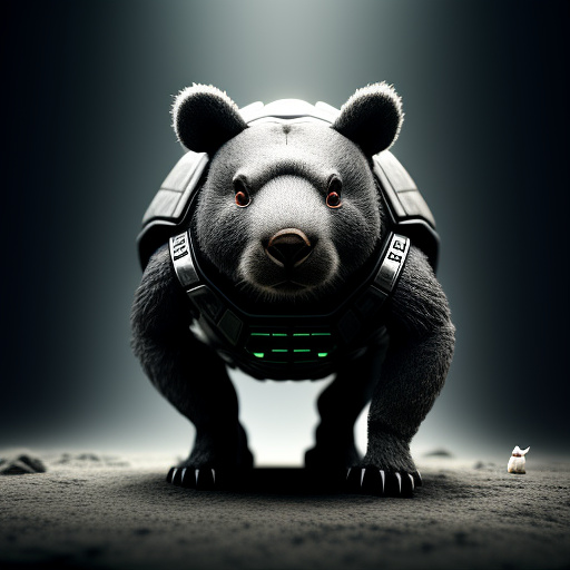 A little grey bear, a little rabbit and a little turtle were humiliated. in sci-fi style