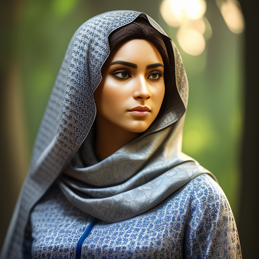 Create an ideal woman, keeping in mind islamic culture and the sayings of our prophet. in realistic style