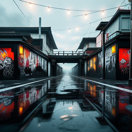 "photo-realistic image of a full-scale graffiti production on a black-painted concrete bridge wall, viewed from across the street. a skull is formed entirely from small overlapping calligraffiti, gothic tagging, and urban typography reading 'srcuen cuen street talent st somos la calle', painted in white with fat cap spray. raw expressive strokes, visible spray mist, pressure lines, heavy drips, splatter, and wet paint reflections. the entire wall is 100% saturated with intricate graffiti. macro detail texture, direct light, frontal composition, no digital fonts." in anime style