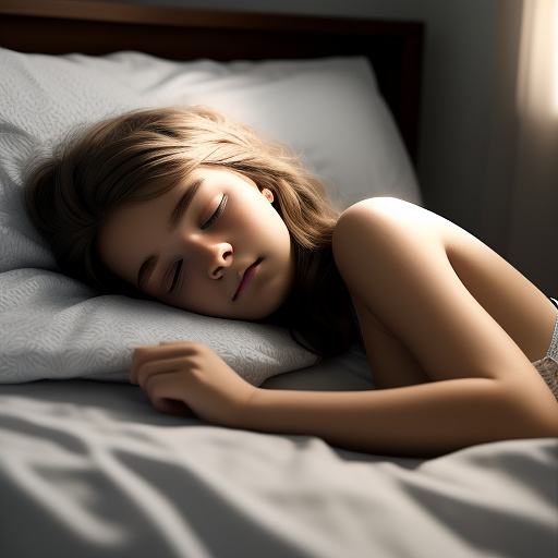 Ultra realistic a cute 14 year old german girl lies in her bed in her underwear and sleeps in custom style