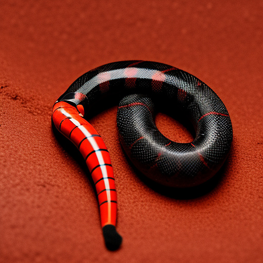 Draw a coral snake eating its own tail in circle. in custom style