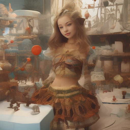 A 14 year old girl with a crop top in kids painted style