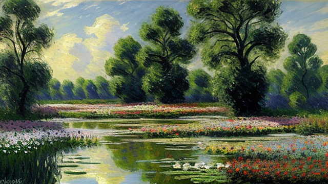 Oil painting, flowers, by claude monet  in custom style