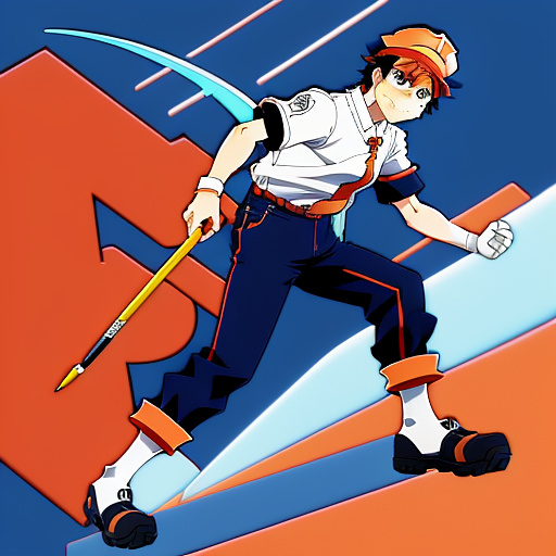 3d trade worker cartoon colors in anime style