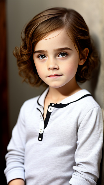 Realistic, detailed, 6-year-old emma watson in custom style