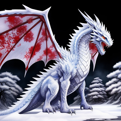   a  ice
 dragon covered in blood
anime
 in anime style