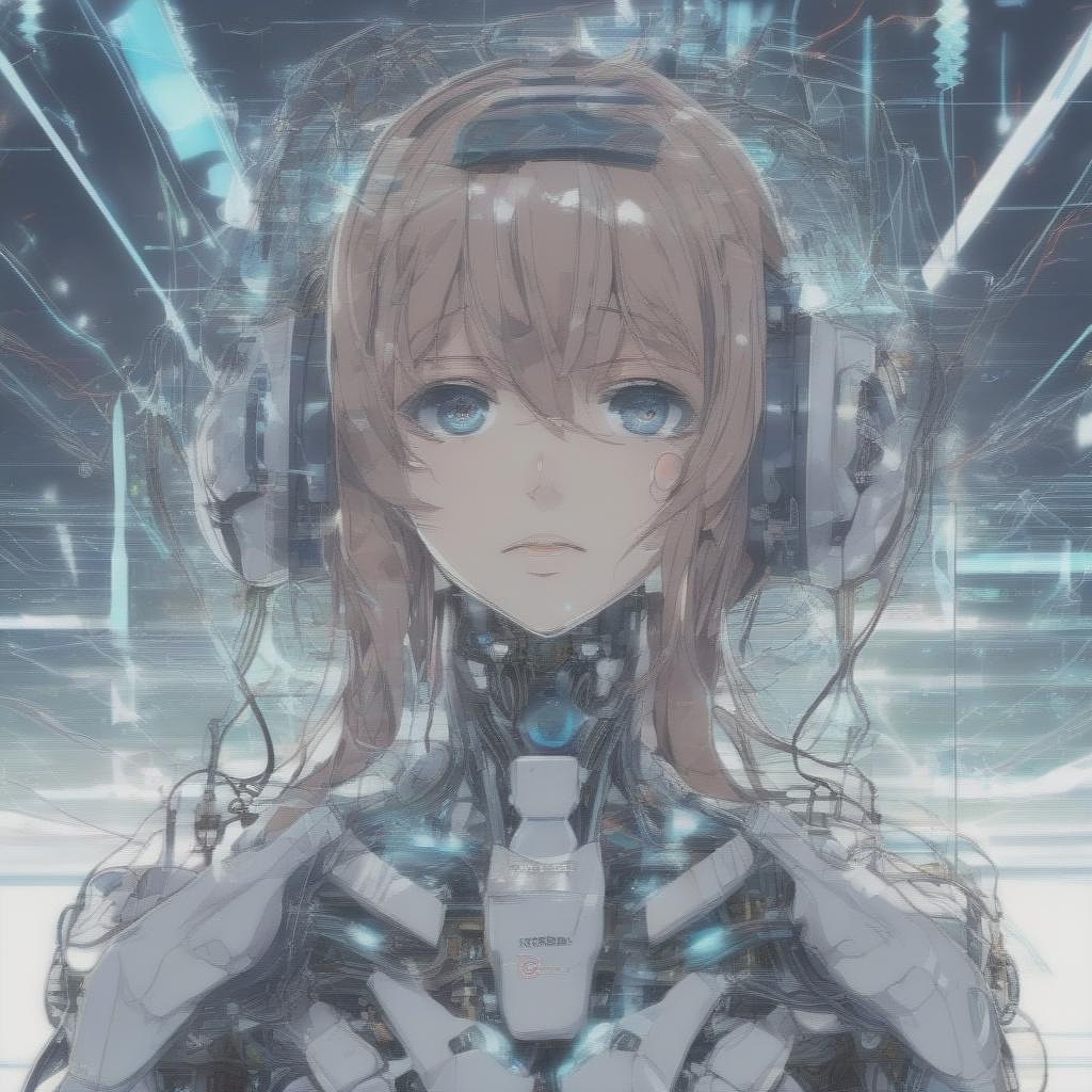 "if advanced artificial intelligence achieves consciousness, should it be granted the same rights as humans? why or why not?"

 in anime style