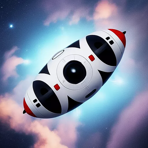 A plain symmetrical cartoon spaceship capsule without a background in disney painted style
