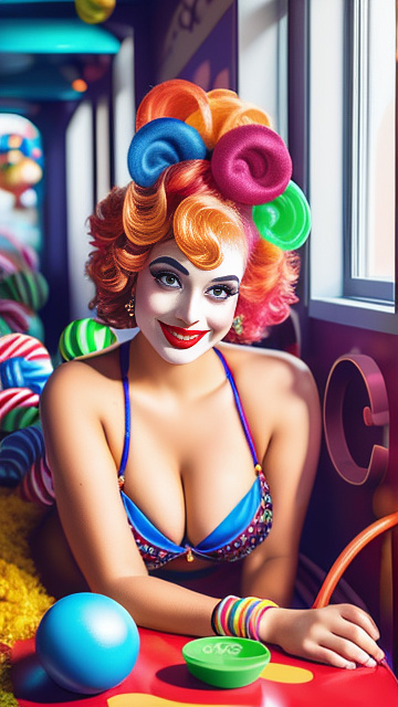 Sexy clown women  in kids painted style