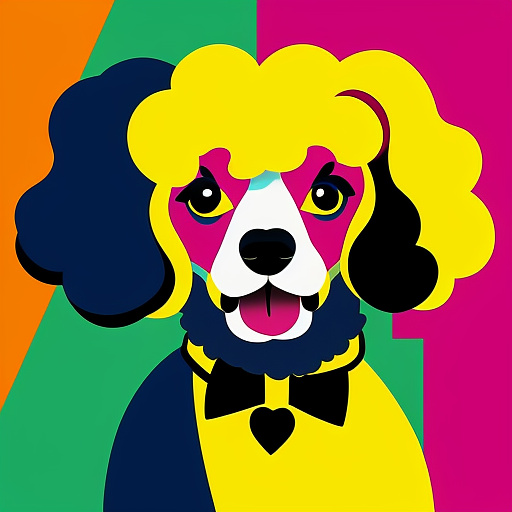 A poodle in the art style of pop art in custom style