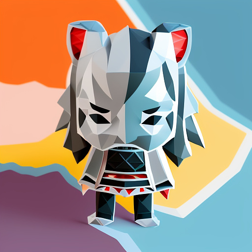 Samurai  in low poly style