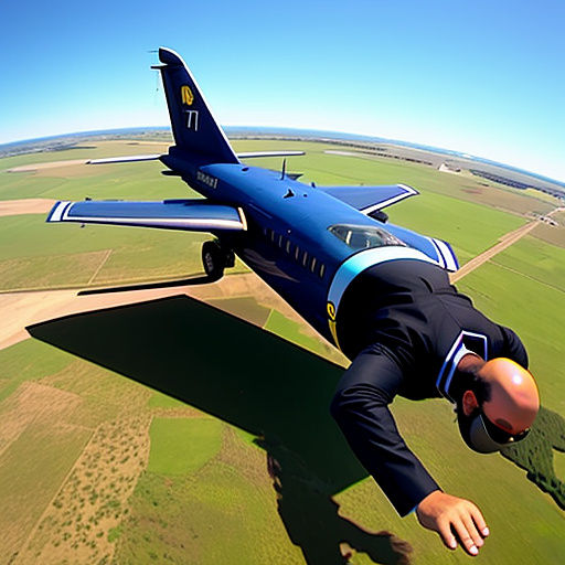 People fall out of a flying plane in custom style