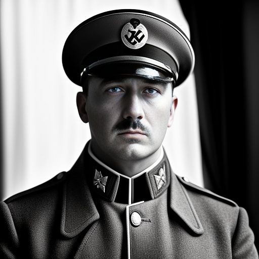 Adolf hitler,wearing german army coat and hat in bw photo style