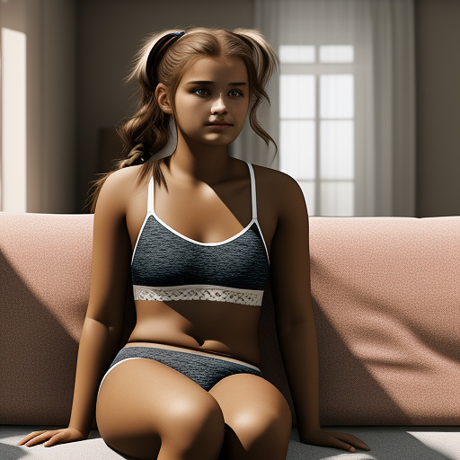 Ultra realistic a cute 15 year old german girl sits on the sofa in the living room in sexy underwear, her 20 year old brother sits next to her in boxer shorts in custom style