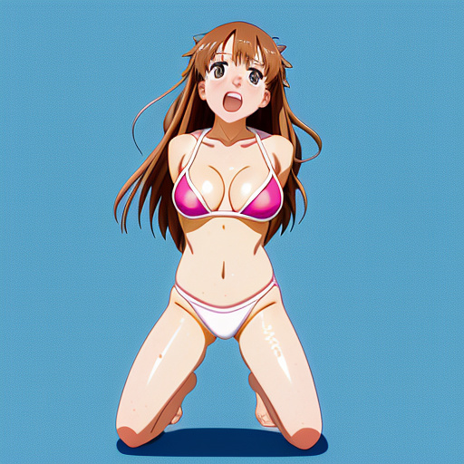 13 year old girl
tiny swimsuit
big boobs
kneeling
yelling 
crying in anime style