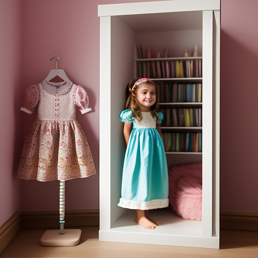 Ultra realistic in my room there is a cute 10 year old german girl in dress standing on a ladder without panties, you can see her pussy in custom style