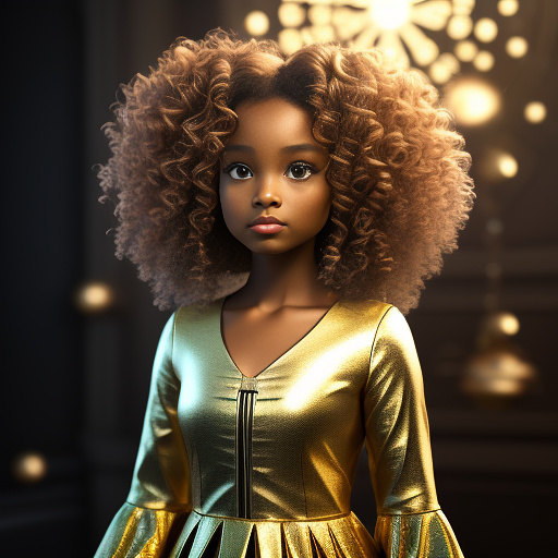  a 3d disney/pixar-style chibi african american woman narrator with captivating almond-shaped eyes, elegant curly hair, and a glamorous outfit with subtle gold accents. she looks more like a woman than a child, with a balance of elegance and maturity. she speaks to the audience with a mysterious but comforting aura. soft golden light surrounds her.
 in angelcore style