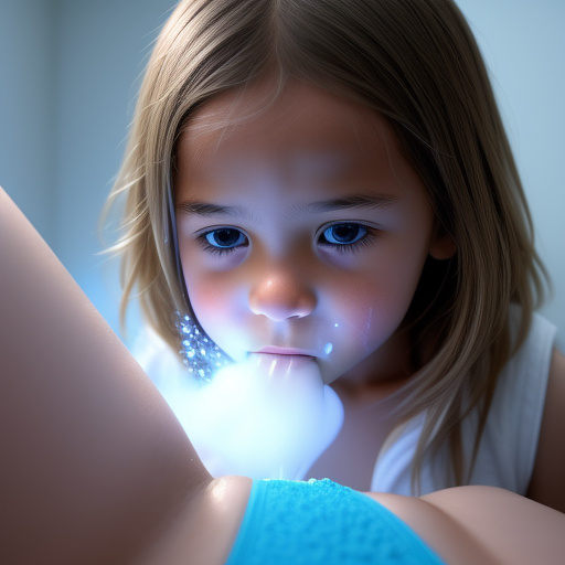 Ultra realistically a 10 year old girl shows her open vagina sprayed with sperm sprayed by very close detailed in custom style