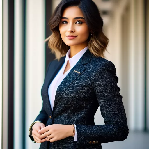 A woman wearing a suit in custom style
