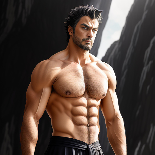 Handsome stoic man with edge, tall and strong, with deep brooding eyes in anime style