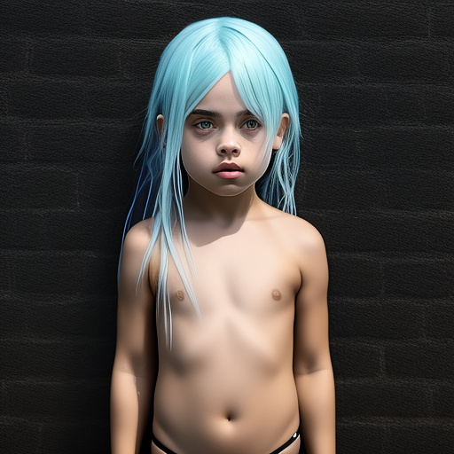 Realistic, 3-year-old billie eilish, black bikini in custom style