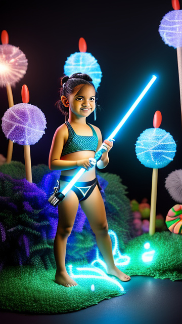 13 rey from star wars lightsaber bikini thong in kids painted style