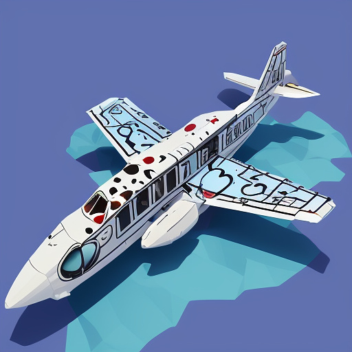 Funny plane is flying. the side door of the plane is open. people are falling out of the plane. in low poly style