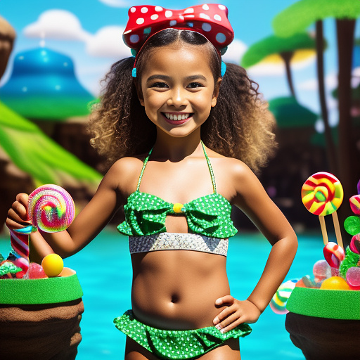 9-year-old wearing bikini  in kids painted style