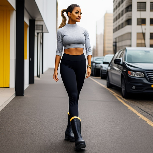 Woman with big gyatt in yoga pants and big boots

 in custom style