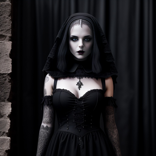 Naked goth girl in gothic style