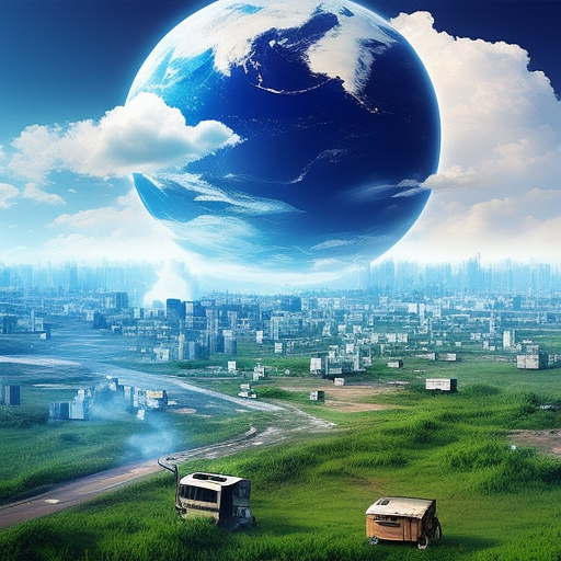 Make a picture to show the environmental pollution due to human activities. use different pictures and merge them as suitable. in custom style