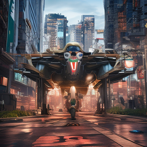 An airplane is flying. people in cyberpunk style