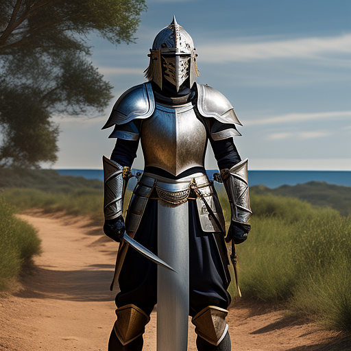 Female knight with a longsword, helmet on in custom style