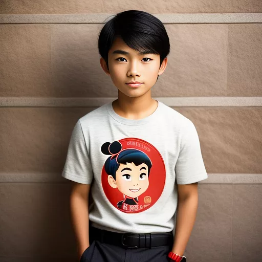 An attractive 13 year old asian boy in disney painted style