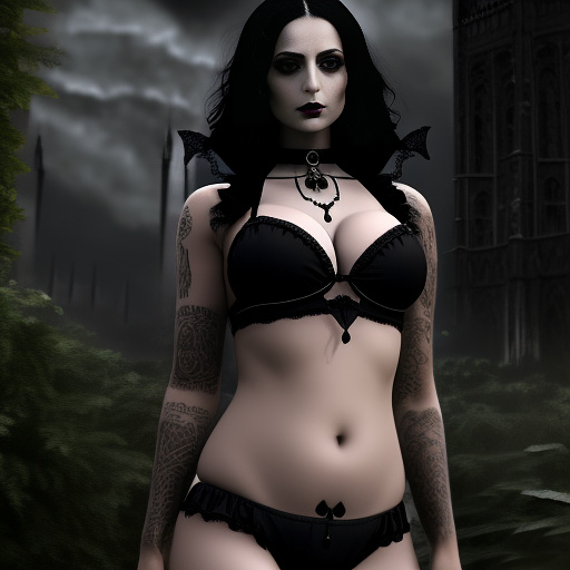 Belly inflation bikini gothic