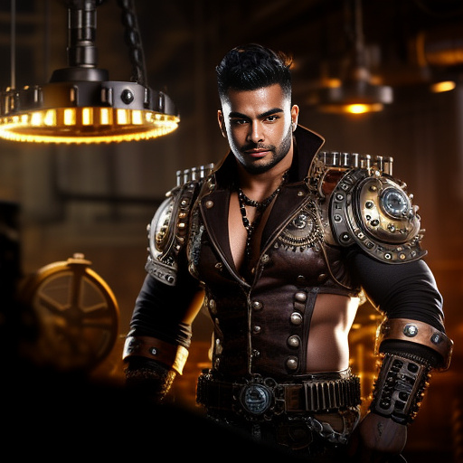 Muscle bara stud in steampunk style