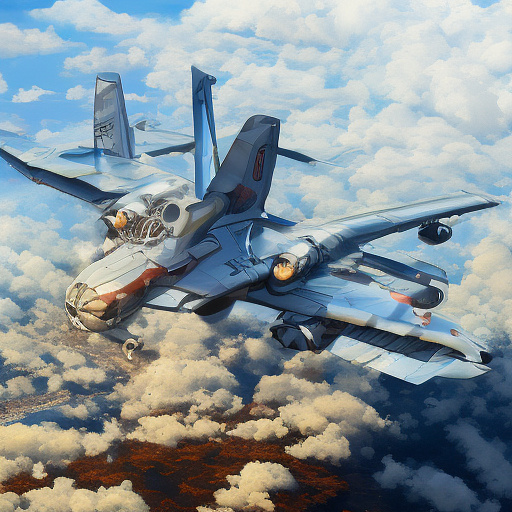 An airplane is flying. people in anime style