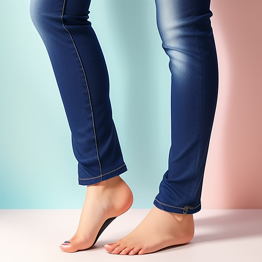 Persian girl wearing blue jeans and have a sexy foot in anime style