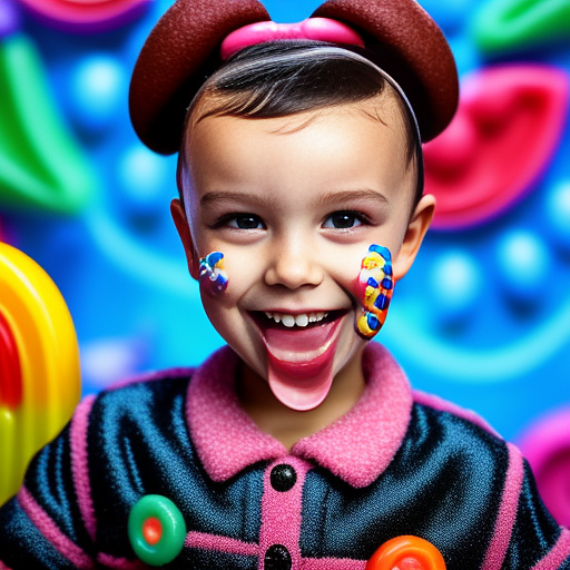 Millie bobby brown tongue out  in kids painted style