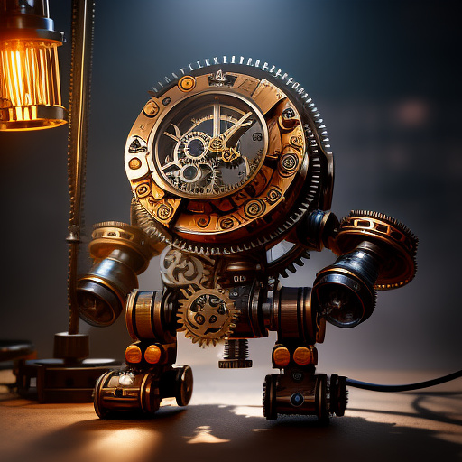 Clockwork robot primate in steampunk style
