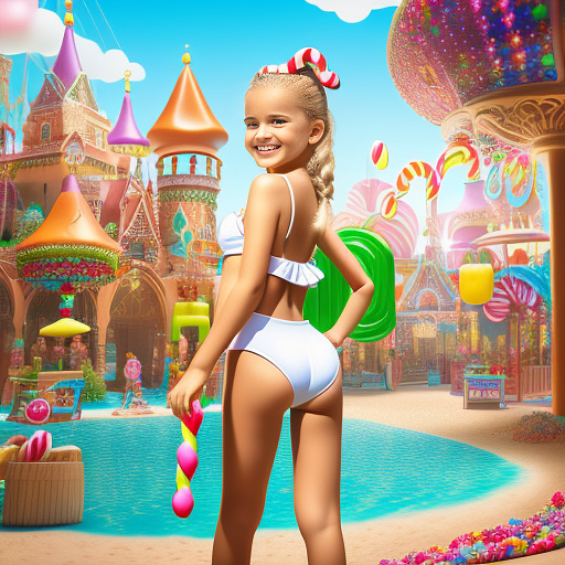 Little blonde white girl in revealing swimsuit backside


 in kids painted style
