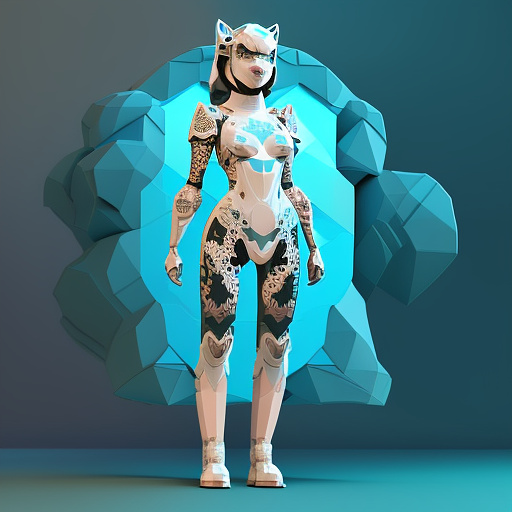 Woman in sci-fi armor, in low poly style