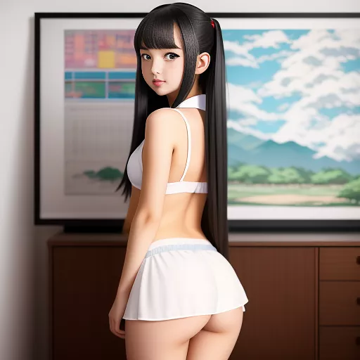 School girl in panties in anime style